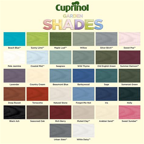 cuprinol shades colour chart b&q.